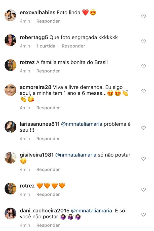 Comentários na foto de Bela Gil amamentando (Foto: Reprodução/Instagram)