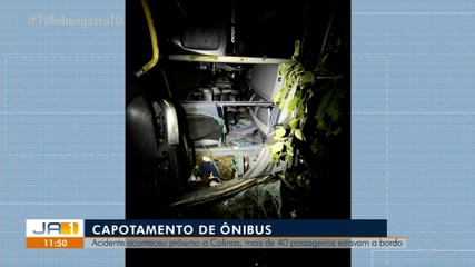 Passageiros ficam feridos após ônibus capotar na TO-335, próximo a Colinas