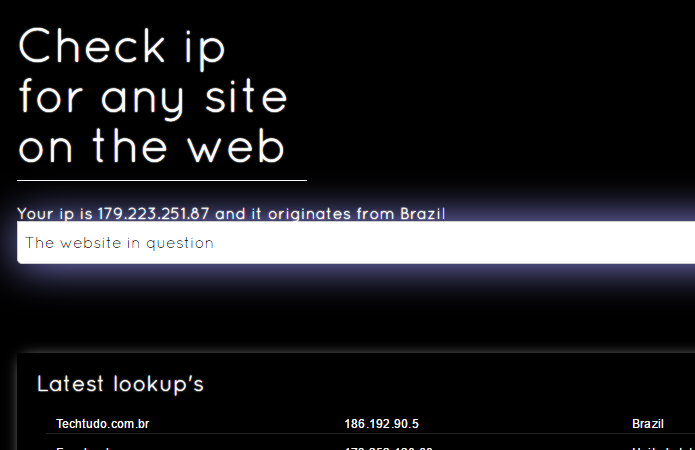 Get Site IP tem histórico de busca para facilitar (Foto: Reprodução/Paulo Alves)