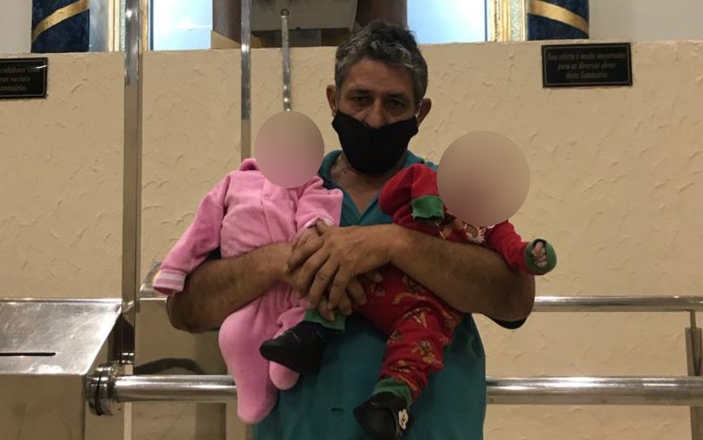 Marido da dona Rosa cria os g�meos da cunhada que morreu de Covid em Goi�nia � Foto: Rosilda Martins/Arquivo Pessoal
