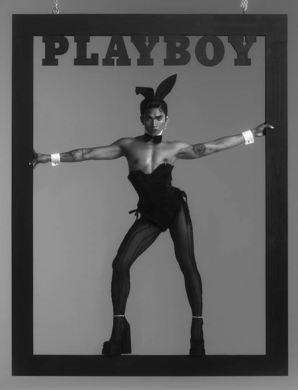 O influencer Bretman Rock em capa da versão digital da revista Playboy (Foto: Twitter)