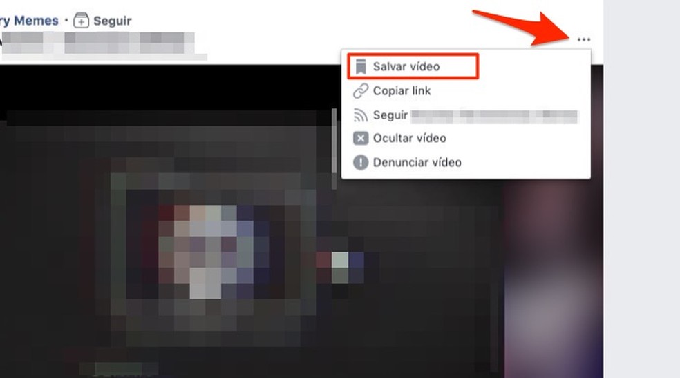 Opção para salvar vídeos para assistir depois no Facebook Watch pelo PC — Foto: Reprodução/Marvin Costa