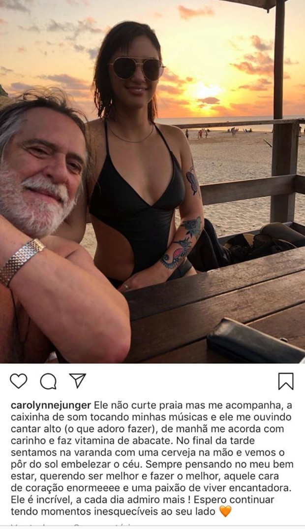 Carol Junger e José de Abreu (Foto: Reprodução/Instagram)
