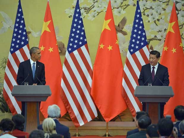 Presidentes dos EUA, Barack Obama, e da China, Xi Jinping, em Pequim. (Foto: Mandel Ngan / AFP Photo)