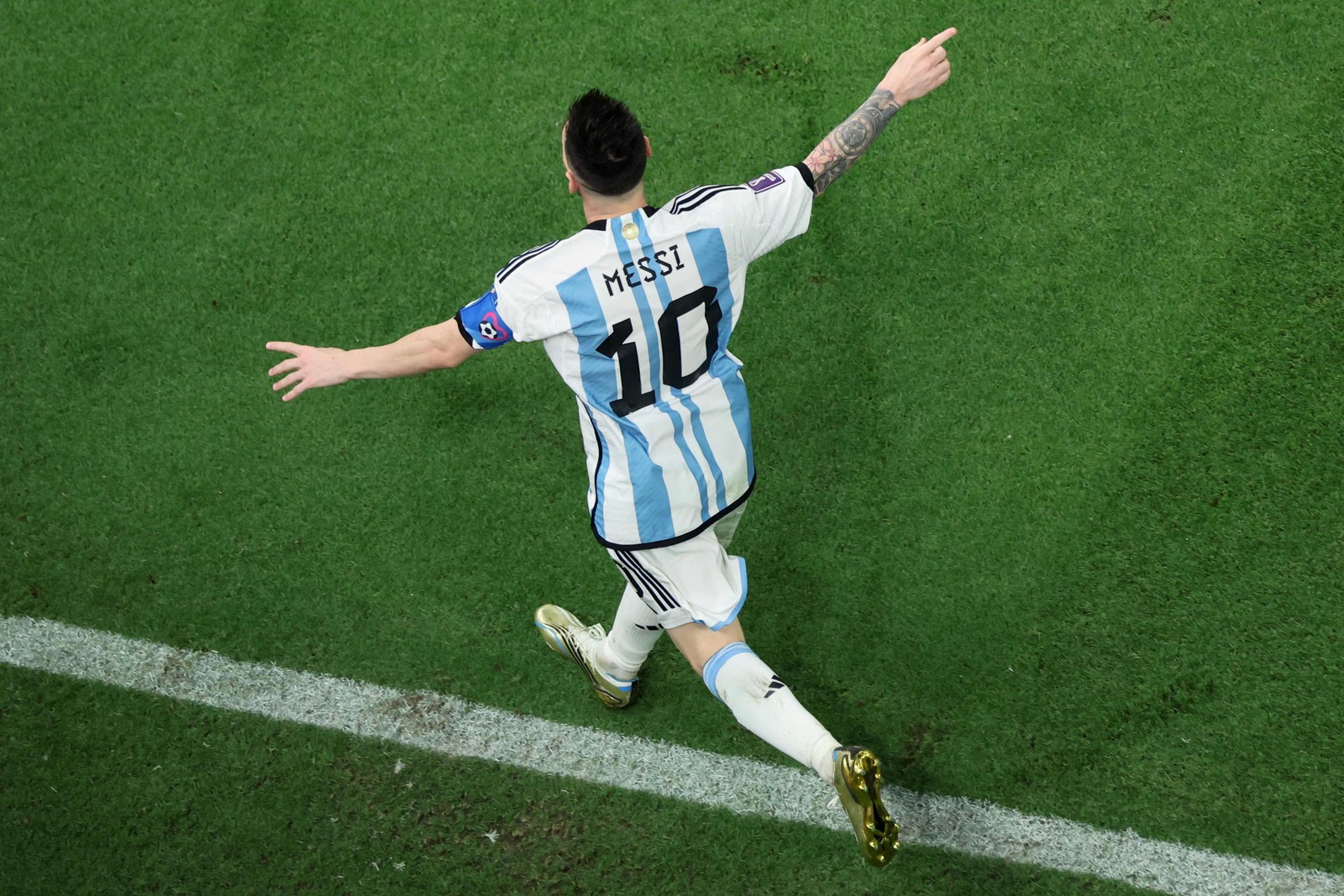 Messi durante a final da Copa do Mundo do Catar — Foto: Giuseppe Cacace / AFP