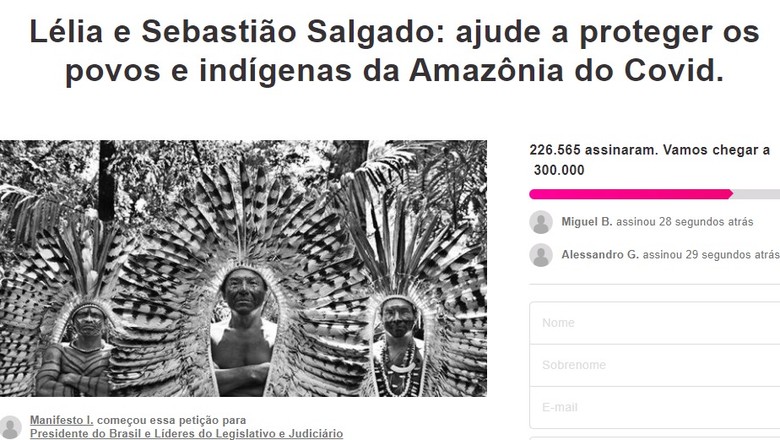 sebastiao-salgado-coronavirus-indigena (Foto: Reprodução/Avaaz)
