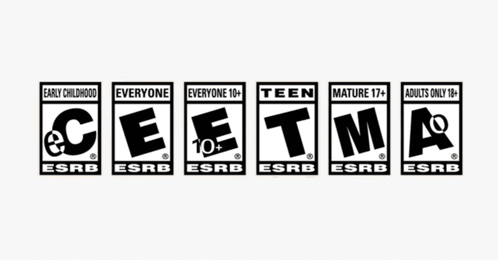 Nos Estados Unidos, Canadá e México, o sistema ESRB (Entertainment Software Rating Board) é usado para ajudar a distinguir quais jogos são adequados para diferentes idades  — Foto: Reprodução/Entertainment Software Rating Board