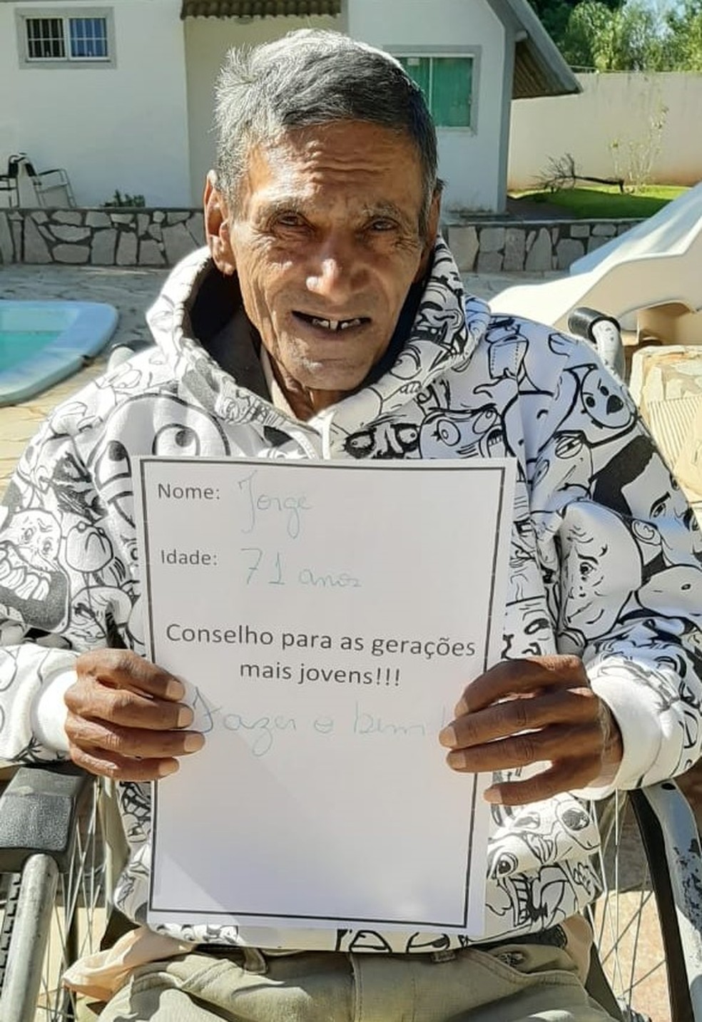Idosos de asilo dão conselhos a jovens por meio de atividade em asilo de Tupã — Foto: Lar e Creche para Idosos Bom Samaritano / Divulgação