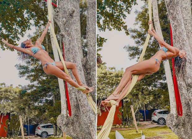 Marcella Fogaça pratica tecido acrobático (Foto: Reprodução/Instagram)