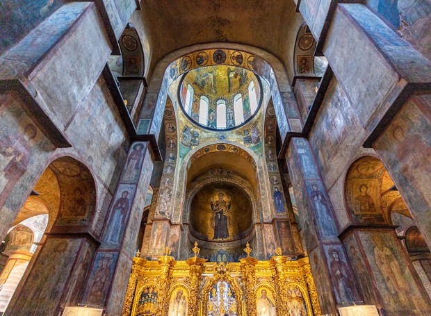 Interior da Catedral de Santa Sofia, em Kiev: patrimônio mundial ameaçado de destruição pela guerra (Foto: Flickr / Jussi Toivanen / CreativeCommons)