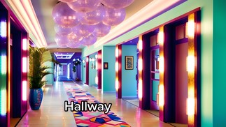 Corredor do resort inspirado em Hannah Montana — Foto: aipresence / TikTok / Reprodução