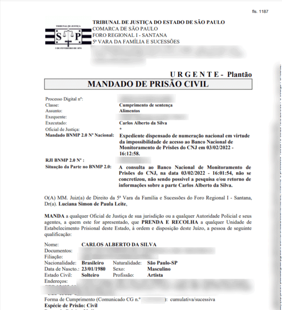 mandado prisao mendigo - Justiça de SP decreta prisão de humorista Carlinhos Mendigo por dívida de mais de R$ 90 mil de pensão alimentícia