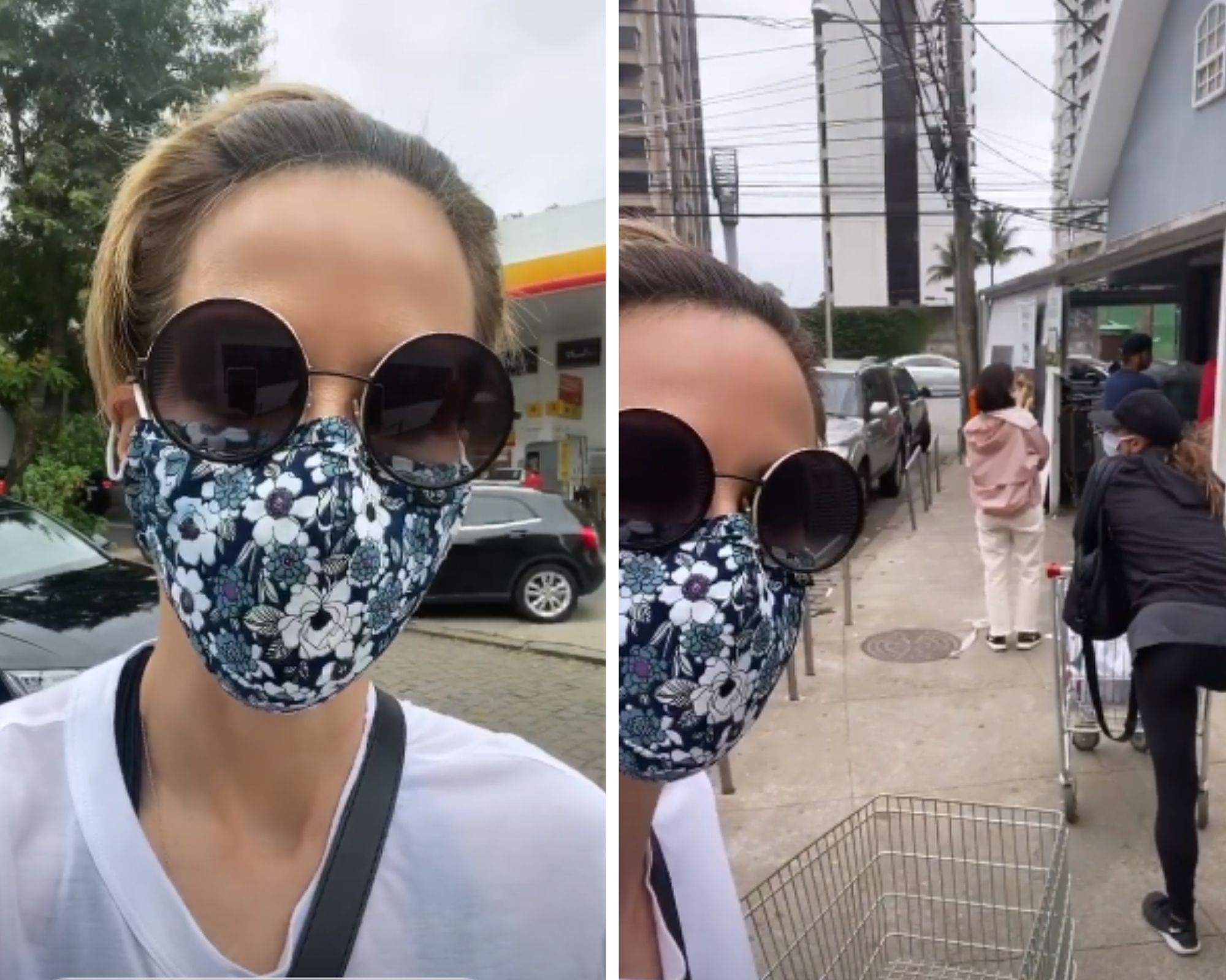 Ana Furtado vai ao mercado de máscara e encontra fila na porta (Foto: Reprodução/Instagram)