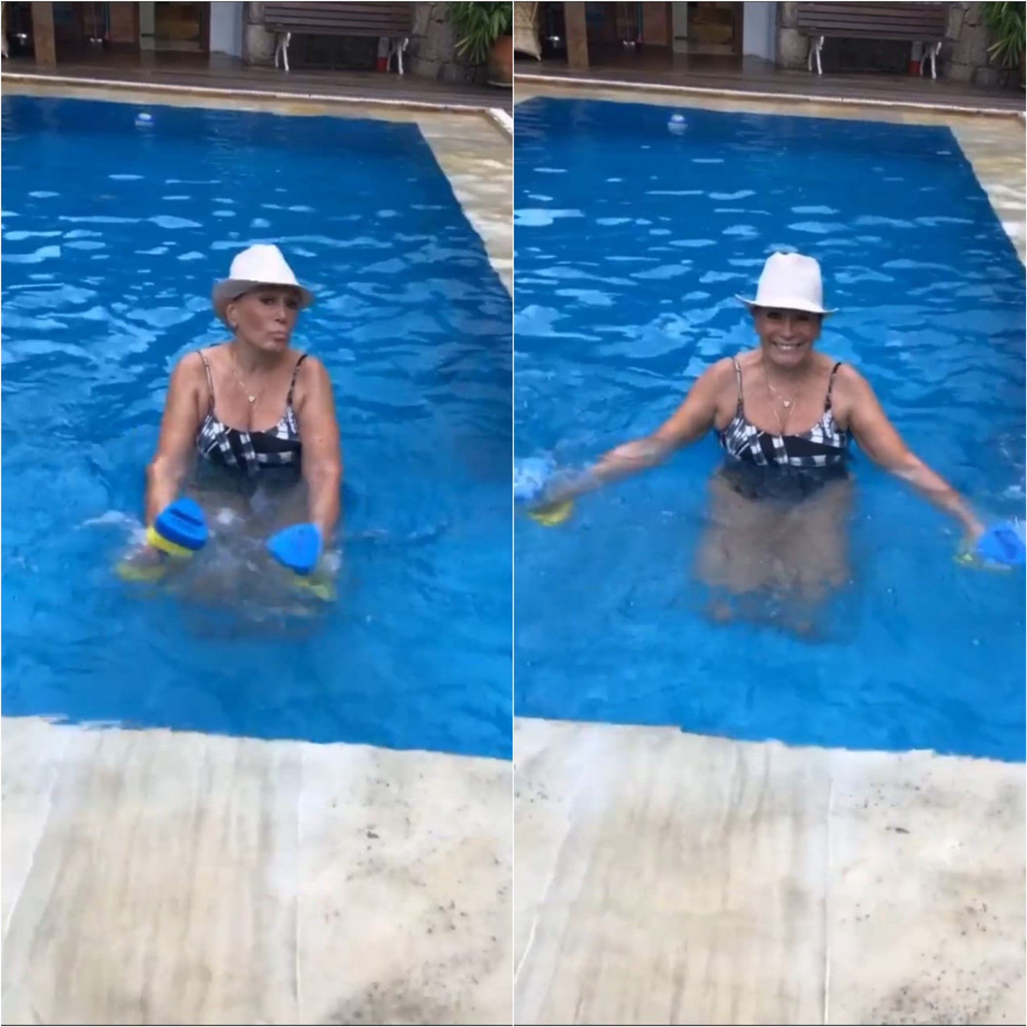 Em casa, Susana Vieira pratica hidroginástica (Foto: Reprodução/Instagram)
