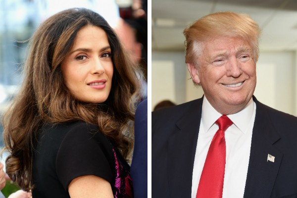 A atriz Salma Hayek e o empresário Donald Trump (Foto: Getty Images)