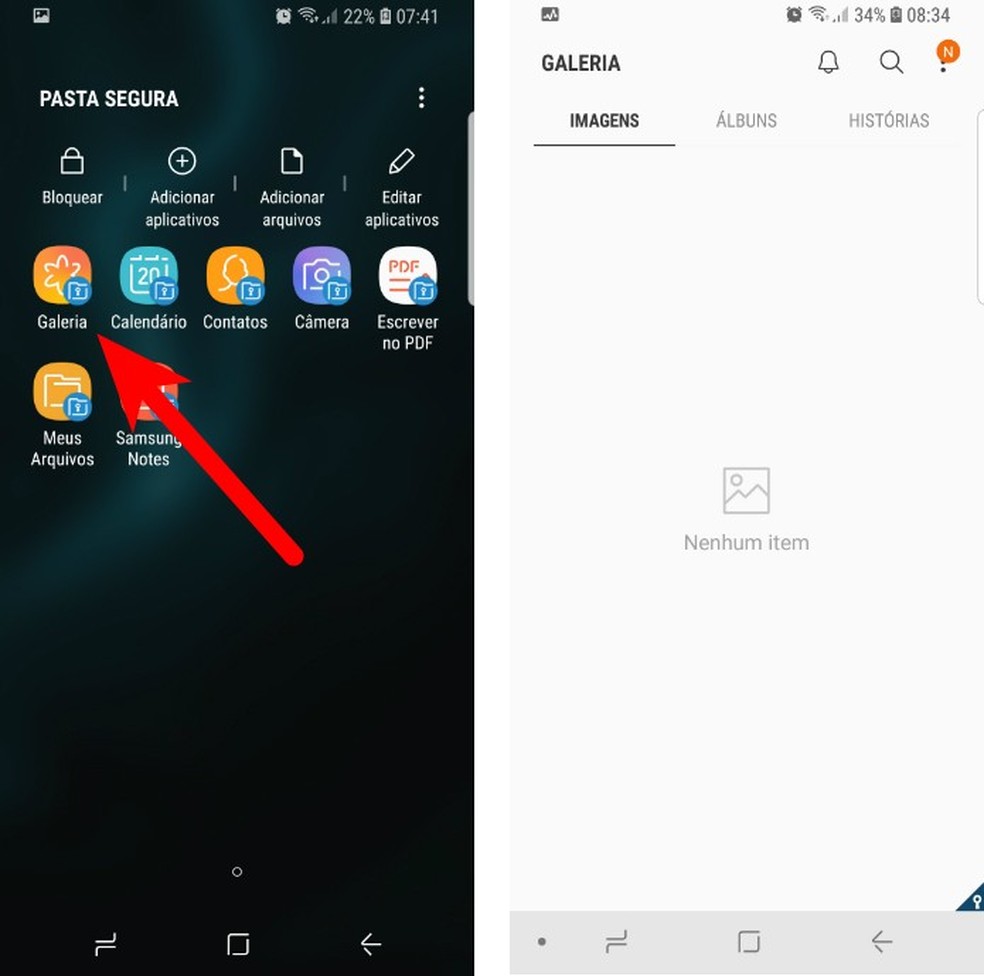 Pasta Segura cria uma versão protegida dos seus apps; se você for conferir, verá que a sua Galeria protegida estará completamente vazia (Foto: Reprodução/Filipe Garrett)
