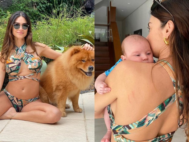 Thaila Ayala curte companhia do cachorro e do filho (Foto: Reprodução/Instagram)