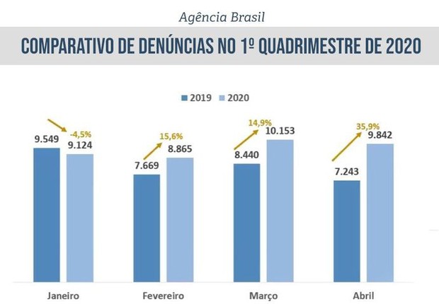 Gráfico mostra aumento das denúncias de violência contra a mulher (Foto: Agência Brasil)