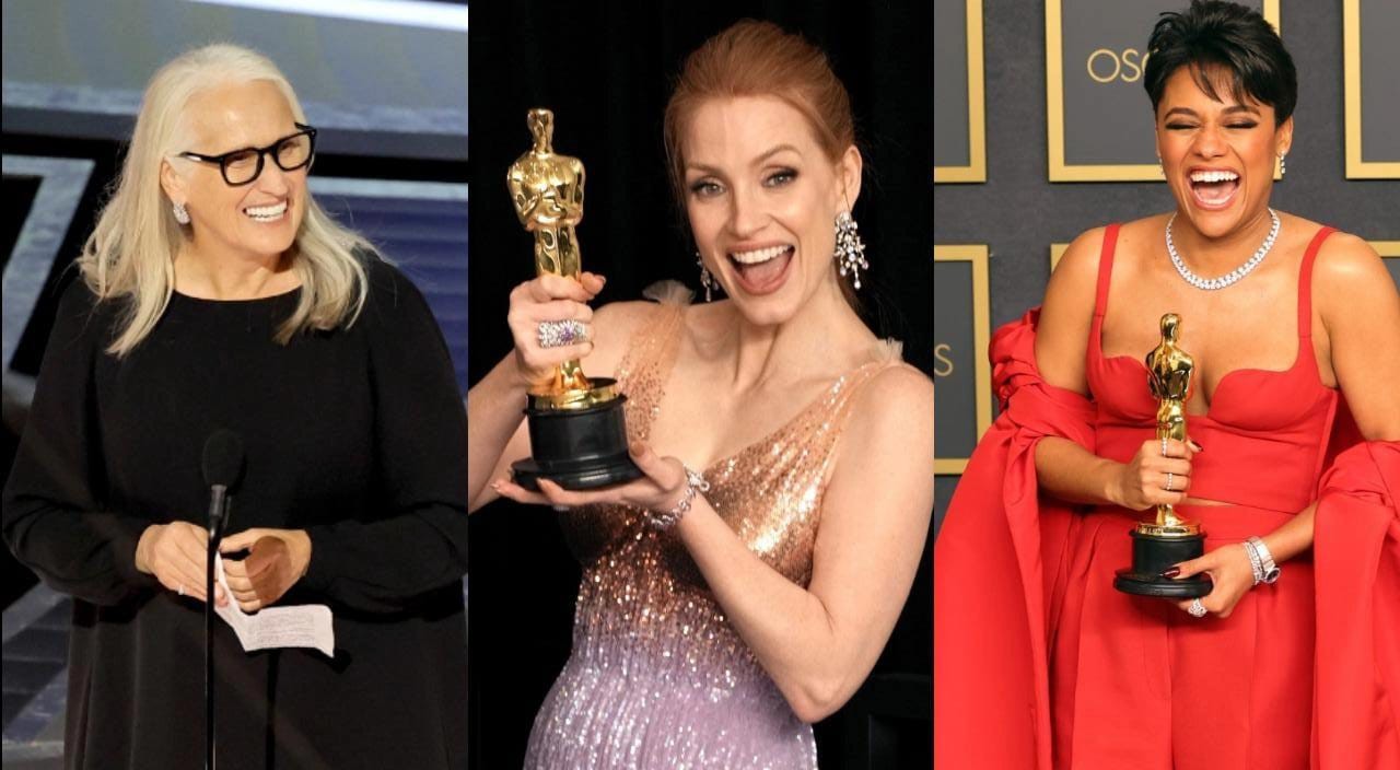 Jane Campion, Jessica Chastain e Ariana DeBose: vencedoras do Oscar 2022 (Foto: Getty Images)