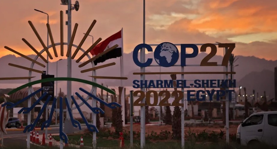 Entrada da COP27, em Sharm el-Sheikh, no Egito