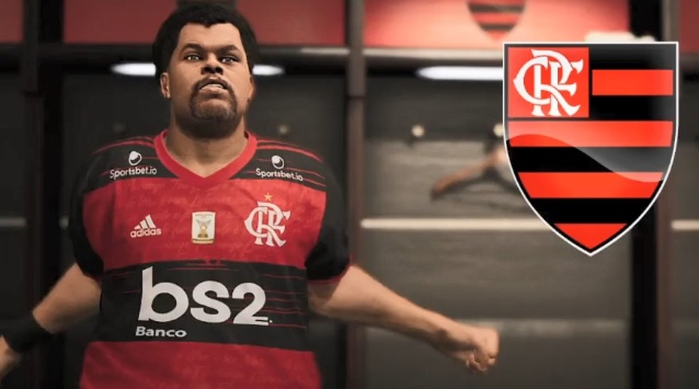 Babu como jogador do Flamengo no PES 2020 — Foto: Reprodução