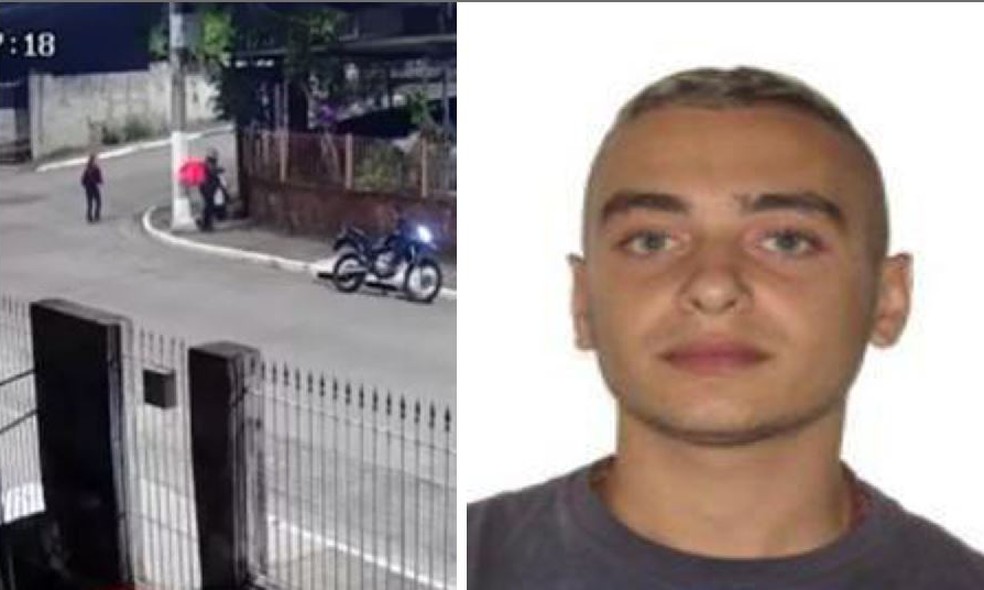 Alex Gabriel de Holanda Peres (à direita da foto) é procurado como suspeito de matar jovem a tiros na Zona Sul de São Paulo. Câmera gravou momento que falto entregador atirou na vítima   — Foto: Reprodução/Arquivo pessoal/ Polícia Civil