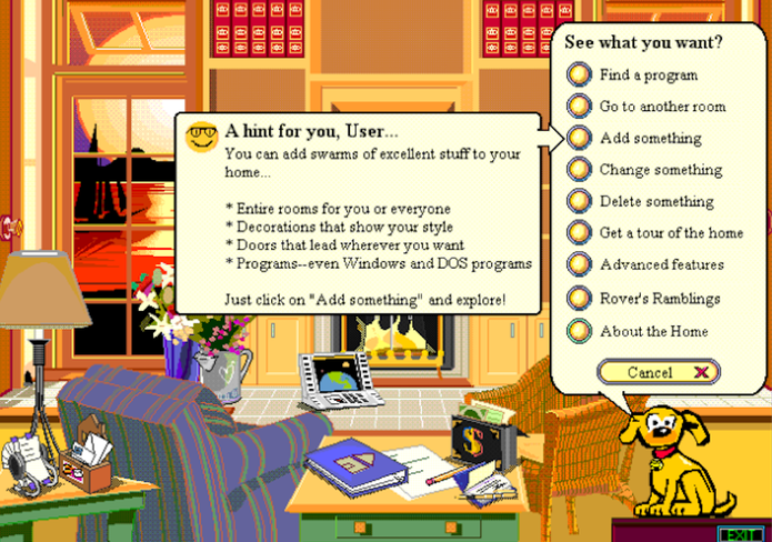 Interface do Microsoft Bob com a fonte Time News Roman. (Foto: Reprodução/ Internet)
