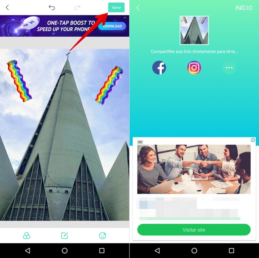 Salve foto editada no app Photo Editor  — Foto: Reprodução/Helito Beggiora