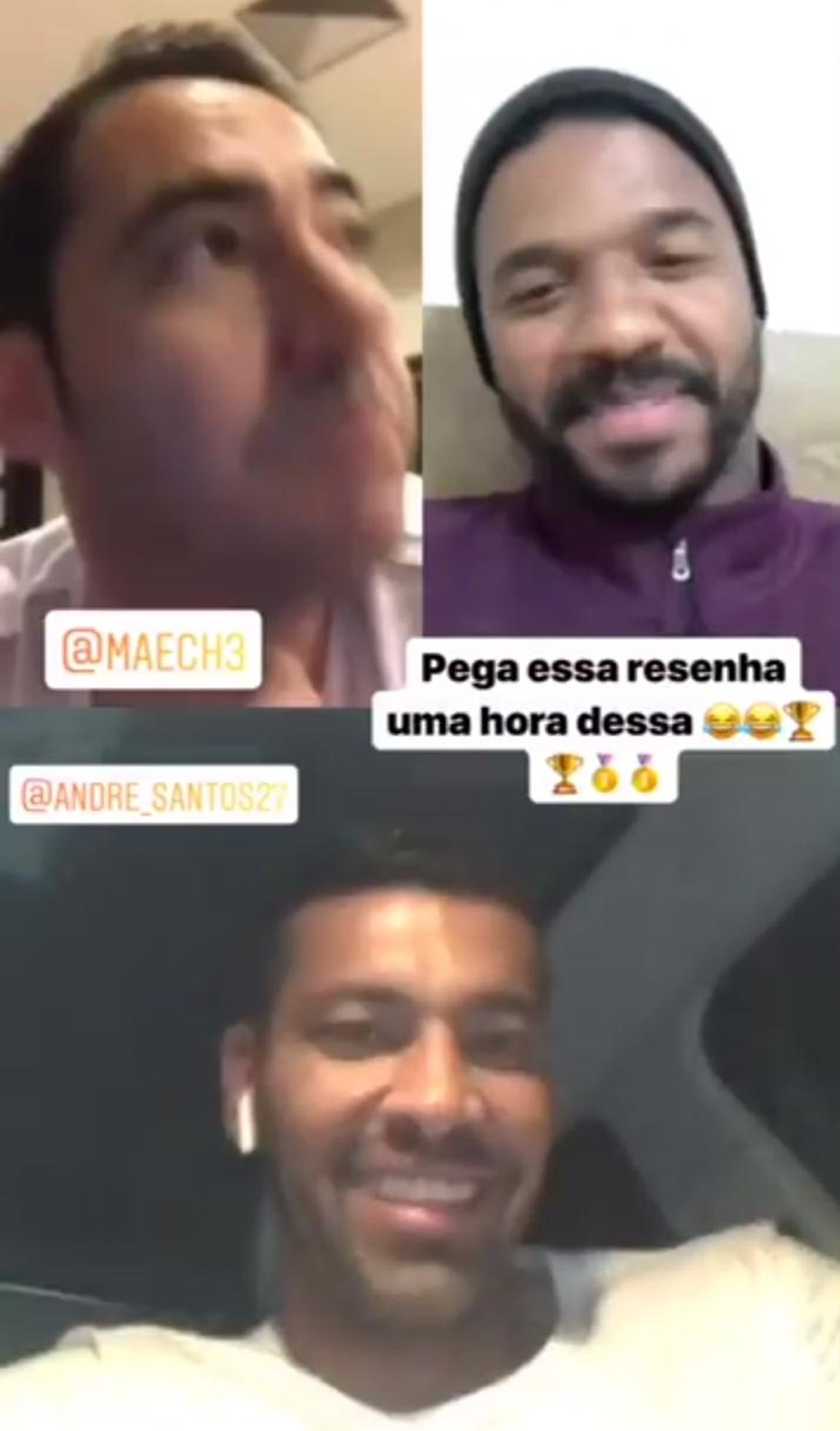 Videoconfer&ecirc;ncia uniu o trio para falar de conquistas por Flamengo e Corinthians &mdash; Foto: Reprodu&ccedil;&atilde;o