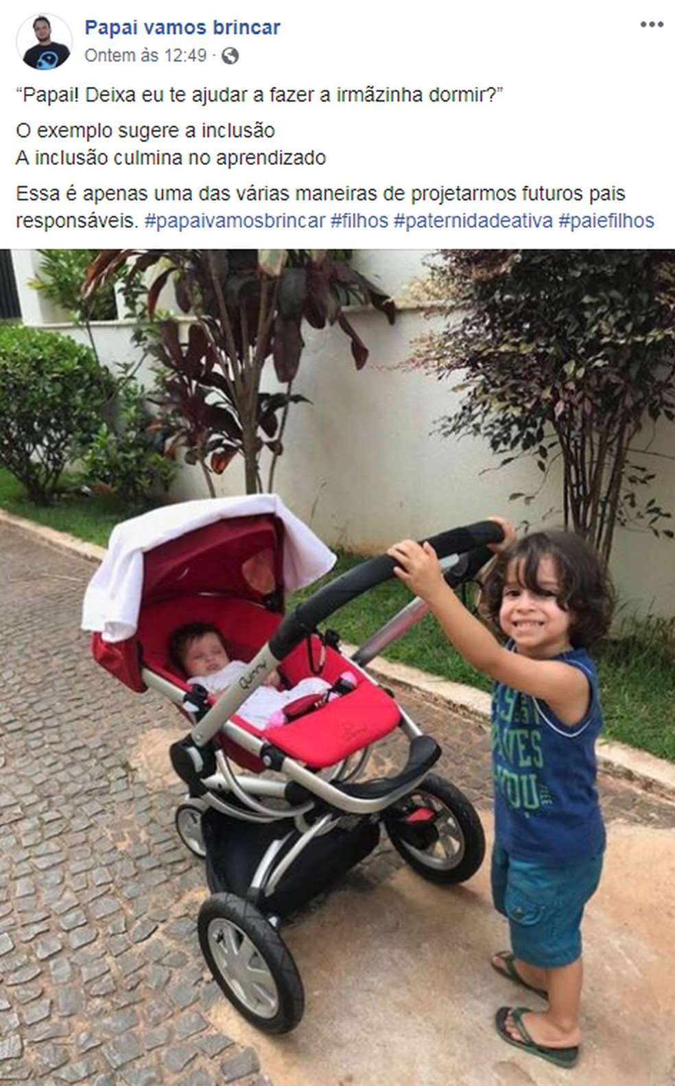 Página "Papai vamos brincar". — Foto: Reprodução/Facebook