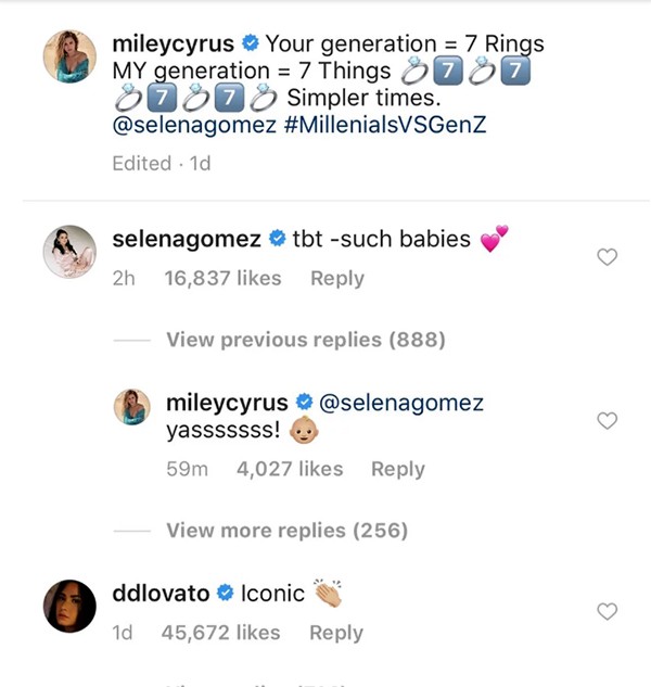 Miley Cyrus, Selena Gomez e Demi Lovato (Foto: Instagram)