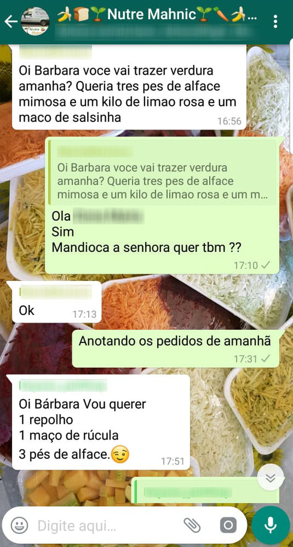 BÃ¡rbara tem grupo no Whatsapp onde recebe encomendas dos seus clientes (Foto: ReproduÃ§Ã£o/Whatsapp)