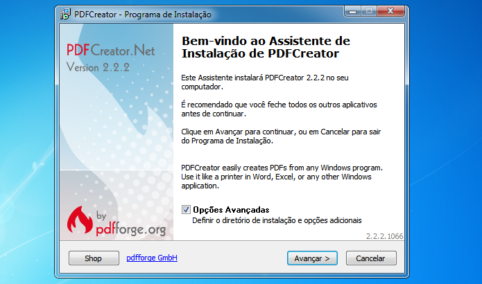 Assistente de instalação do PDF Creator (Foto: Reprodução/Helito Bijora) 