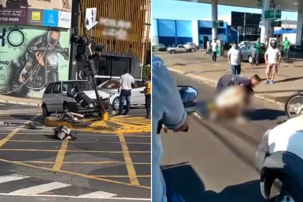 Homem sai pelado na rua após bater carro no centro de Tatuí — Foto: Arquivo pessoal