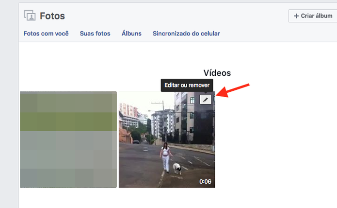 Acessando as opções para um vídeo em um perfil do Facebook (Foto: Reprodução/Marvin Costa)