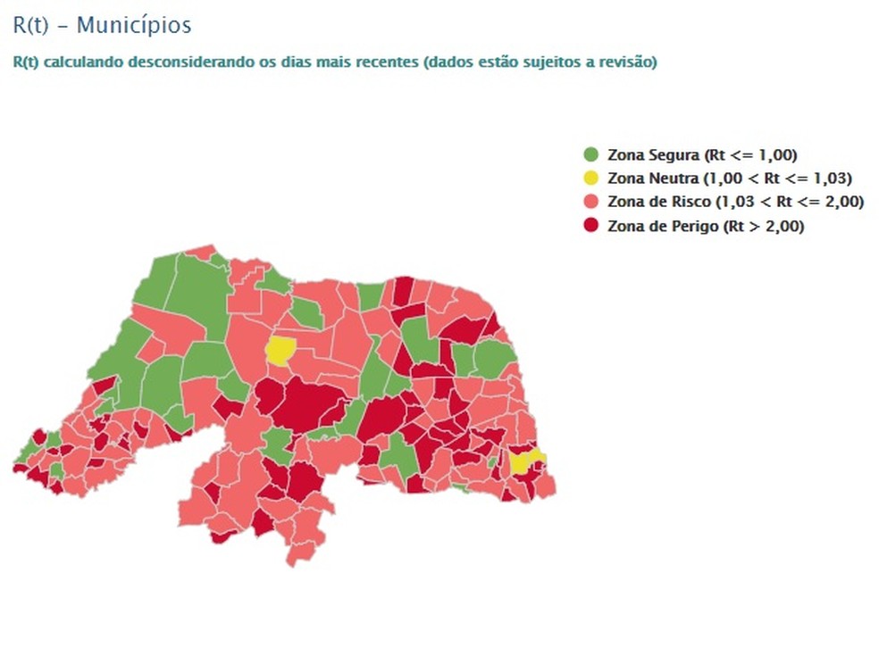 Ao todo 137 municípios tem taxa de transmissibilidade acima de 1,03 no RN — Foto: LAIS