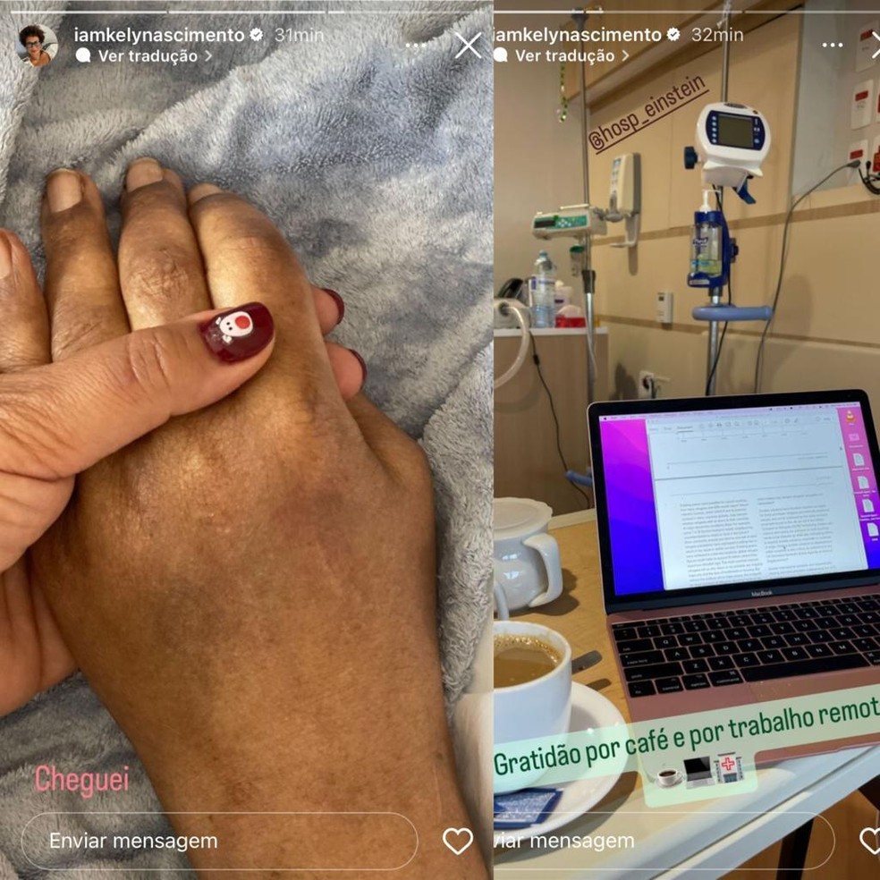 Postagens da filha de Pelé, que chegou ao Brasil nesta segunda  — Foto: Reprodução/Instagram