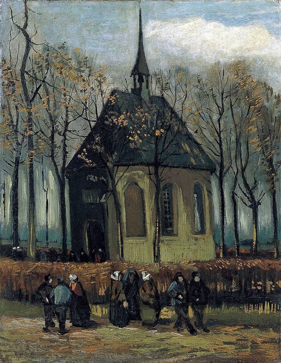 "Congregação deixando a igreja reformada em Nuenen", Vincent van Gogh 1884-1885 — Foto: Getty Images/BBC