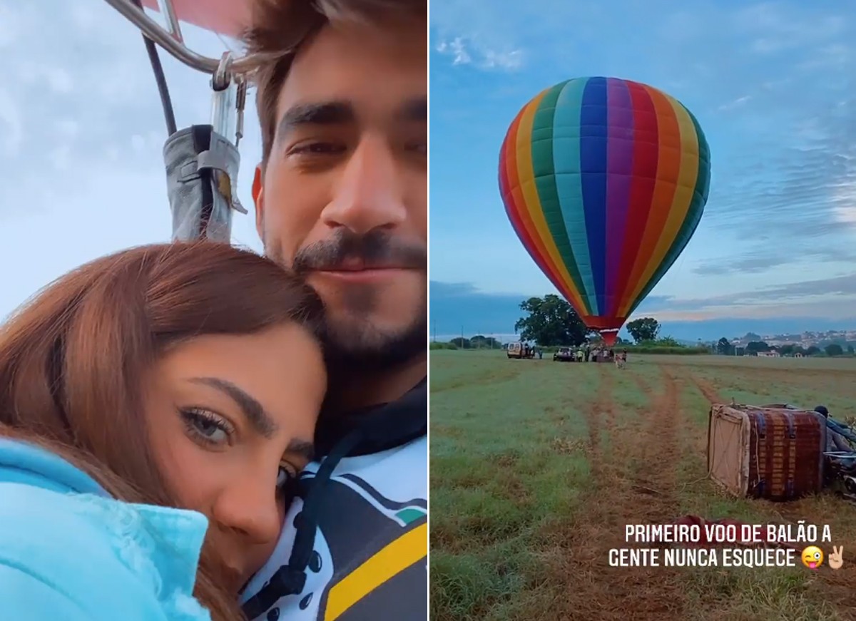 Ex-BBB Gui Napolitano faz passeio de balão com a nova namorada