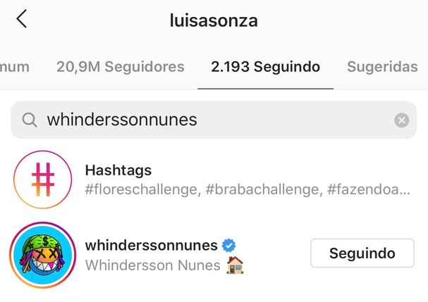 Whindersson Nunes não segue mais Luísa Sonza e nem Vitão no Instagram (Foto: Reprodução/Instagram)