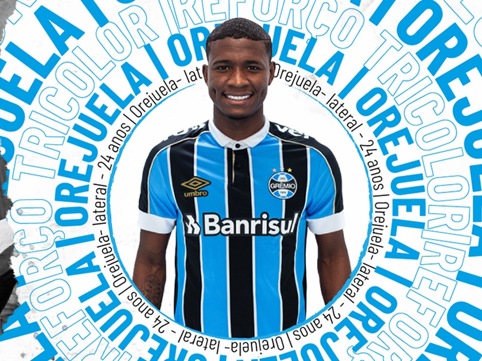 Anúncio oficial de Orejuela — Foto: Reprodução / Grêmio