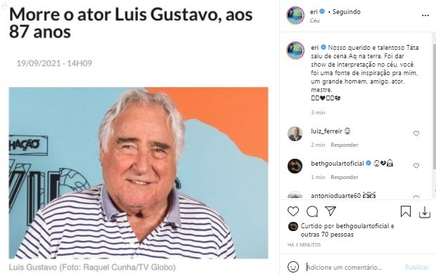 Famosos lamentam morte de Luís Gustavo (Foto: Reprodução/Instagram)