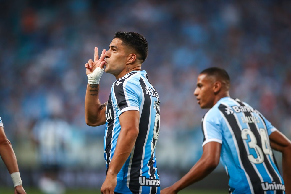 Suárez em estreia pelo Grêmio — Foto: Lucas Uebel/Grêmio