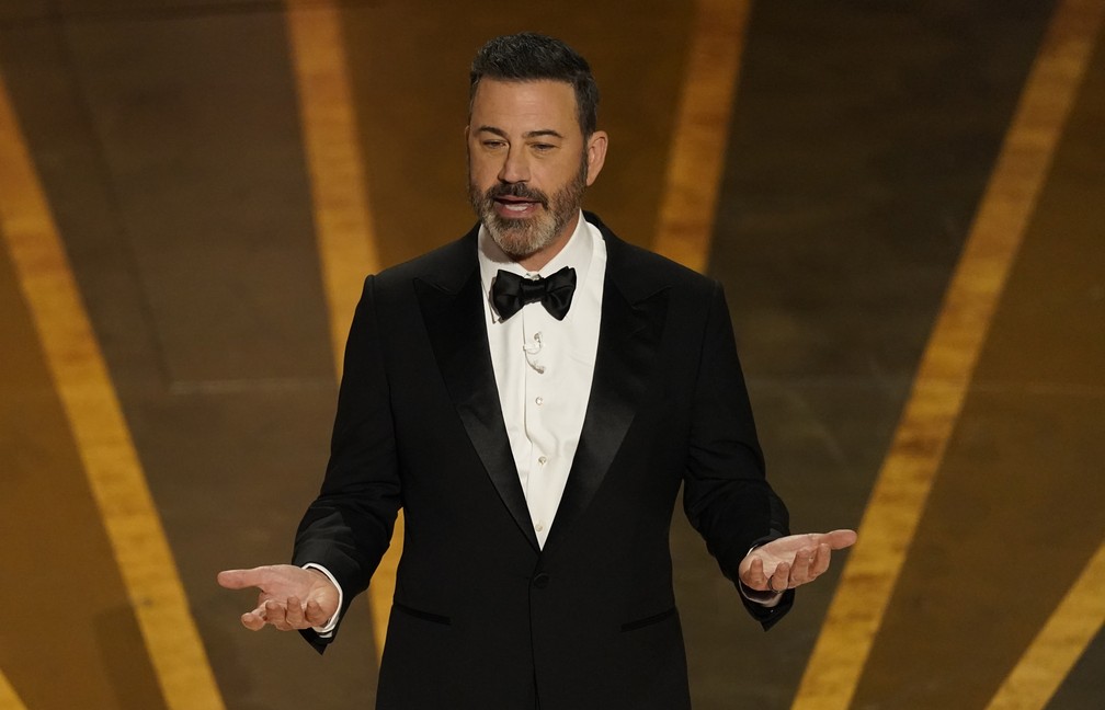 Jimmy Kimmel no Oscar 2023 — Foto: AP Photo/Chris Pizzello