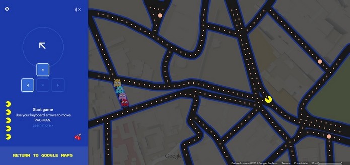 Pac-Man no Google Maps ? um easter egg de 1? de abril (Foto: Reprodu??o/Raquel Freire)