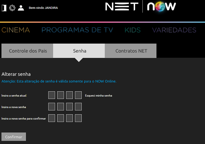 Configura??es do NET Now Online (Foto: Aline Jesus/Reprodu??o)