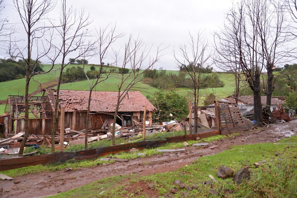 Chuva e vento provocam destelhamentos e quedas de árvores no RS; veja estragos