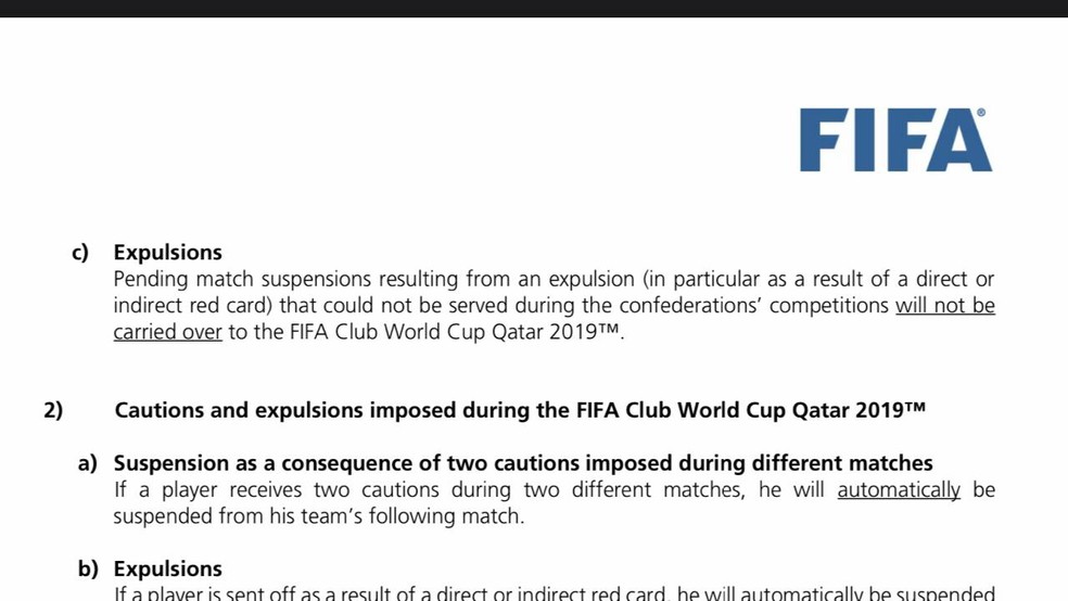 Regulamento Mundial de Clubes &mdash; Foto: Reprodu&ccedil;&atilde;o