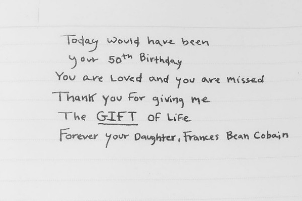 Mensagem publicada pela filha de Kurt Cobain (Foto: Reprodução Instagram)