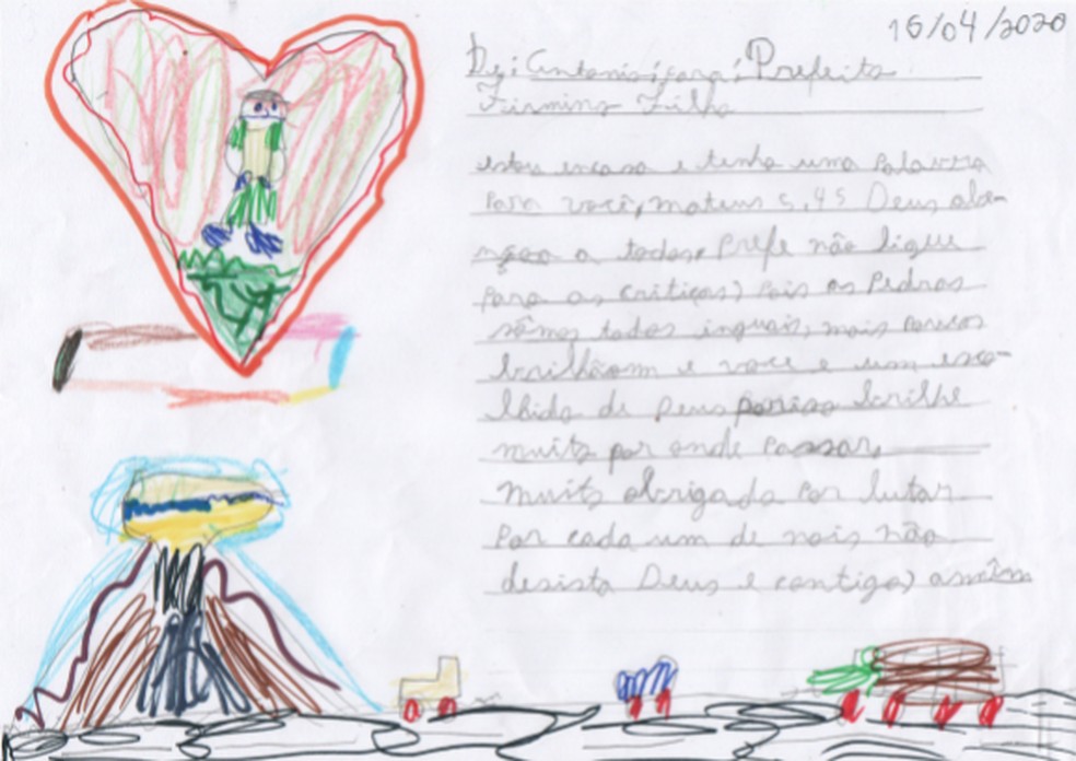 Carta de criança  — Foto: Reprodução